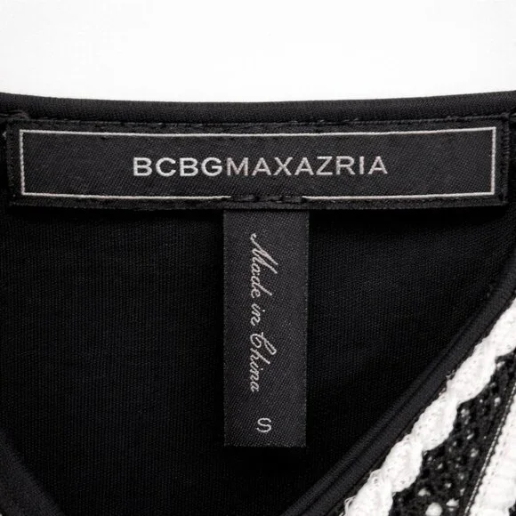 BCBGMAXAZRIA Black & White Stripe Ruffle Hem Knit Dress NWOT - Picture 10 of 12